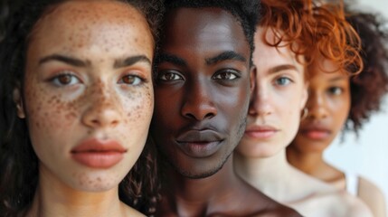 Front view portrait of multiethnic women headshot. Racial diversity concept
