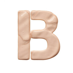 The capital letter B is created with a light beige tonal base or acrylic paint on a white background.