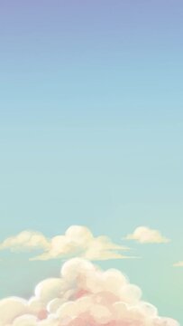Nubes en movimiento en cielo azul, vertical
