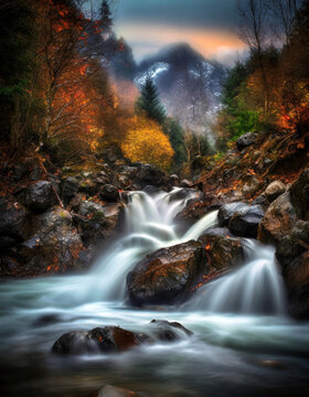 Timelapse of a waterfall landscape