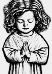 Angelic praying little child.