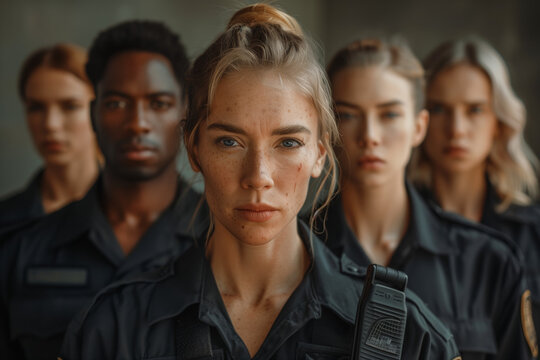 Group of fierce female security prison guards