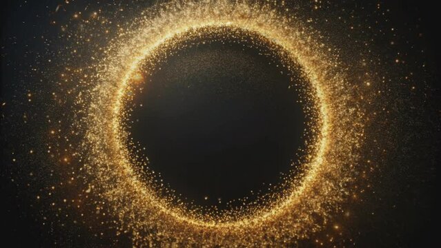 gold sparks moving in circles on a black background