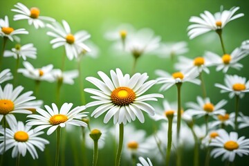Daisy flower closeup on green background