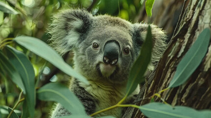 Obraz premium Koala in Natural Habitat, Australian Wildlife, Cute Koala