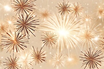 Sparkling firework beige background vector new year celebration