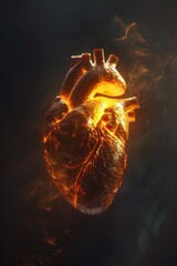 glowing human heart concept Generative AI