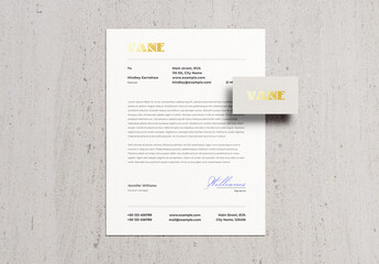 Gold Foil Letterhead Letter Business Card Identity Branding Logo Logotype Corporate Stationary Minimal Mockup Template