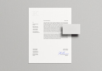 Pressed Letterhead Letter Business Card Identity Branding Logo Logotype Corporate Stationary Minimal Mockup Template