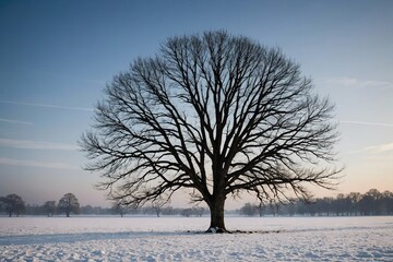 One bare tree in winter