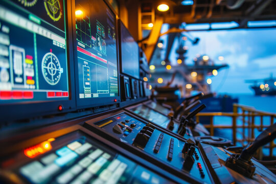 A control panel with a compass and other instruments