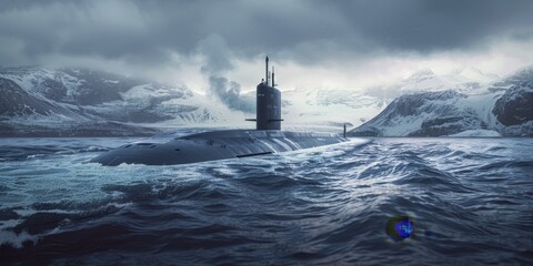 submarine in the ice Generative AI - obrazy, fototapety, plakaty