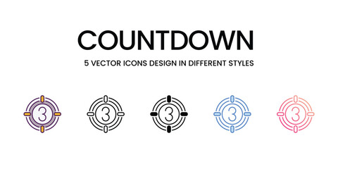 Countdown  icons different style vector stock illustration - obrazy, fototapety, plakaty