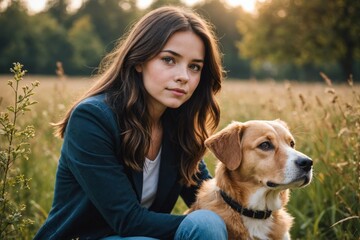 Young beauty and pet dog