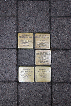 stolpersteine der familie milchtajch in neuss , januar 2023