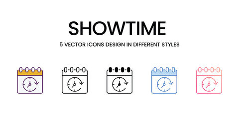 Showtime  icons different style vector stock illustration - obrazy, fototapety, plakaty