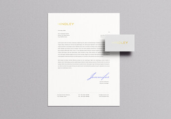 Gold Foil Letterhead Letter Business Card Identity Branding Logo Logotype Corporate Stationary Minimal Mockup Template