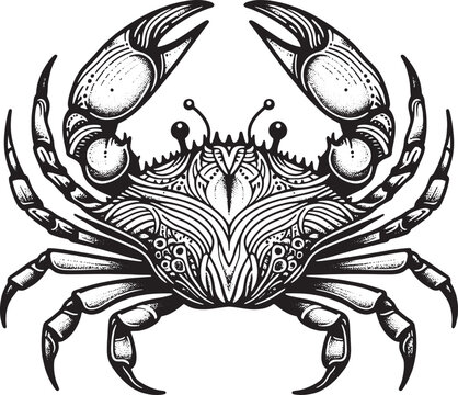 Vector vintage crab drawing Hand drawn monochrome seafood illustration EPS 10