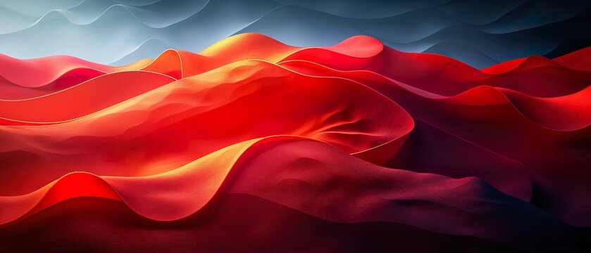 Background Consisting Of Waves Of Red Fabric. Illustration On The Theme Of Texture And Materials. Generative AI	
