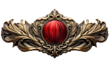 A vibrant wall hanging decoration in striking red and gold colors