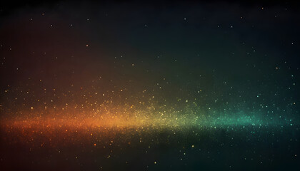 Fototapeta na wymiar Black dark, green, red, orange, brown, gold, shiny glitter abstract gradient background with space. Twinkling glow stars effect. Like outer space, night sky, universe. Rusty, rough surface, grain