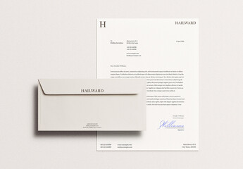 White Letterhead Letter Envelope Identity Branding Logo Logotype Corporate Stationary Minimal Mockup Template