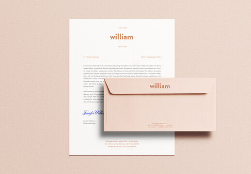 White Letterhead Letter Envelope Identity Branding Logo Logotype Corporate Stationary Minimal Mockup Template