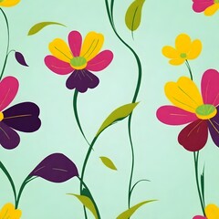 Leaves and floral pattern in plain background