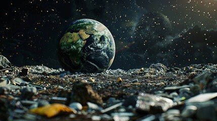 planet Earth in dump - obrazy, fototapety, plakaty
