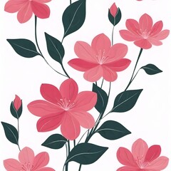 Leaves and floral pattern in plain background