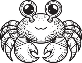 Vector vintage crab drawing Hand drawn monochrome seafood illustration EPS 10
