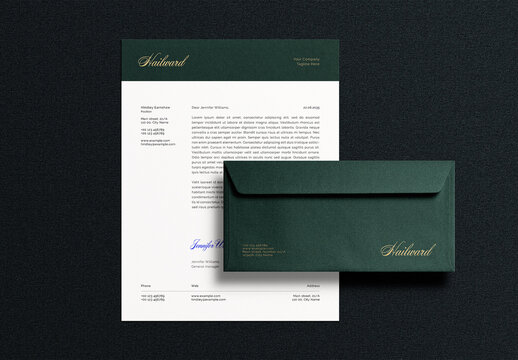 Gold Foil Letterhead Letter Envelope Identity Branding Logo Logotype Corporate Stationary Minimal Mockup Template