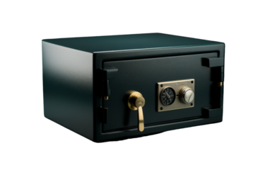 A black safe box with a combination lock, guarding its contents with unwavering security