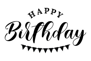 Happy Birthday typography lettering vector illustration. - obrazy, fototapety, plakaty