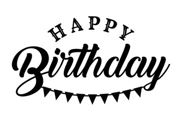 Happy Birthday typography lettering vector illustration.