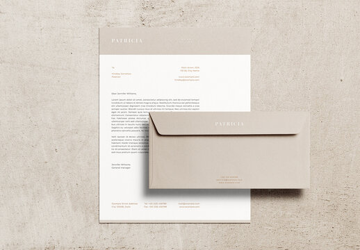 Pressed Debossed Letterhead Letter Envelope Identity Branding Logo Logotype Corporate Stationary Minimal Mockup Template
