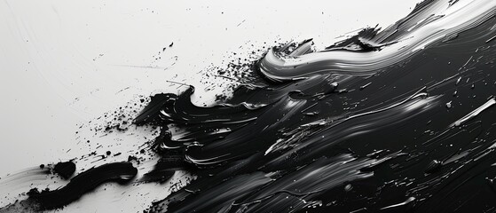 Naklejka premium A minimalist abstract work, with bold, thick strokes of monochromatic paint. 