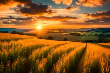 sunset over the field