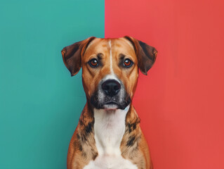 Studio Session: Capturing the Essence of Dog on Color Background