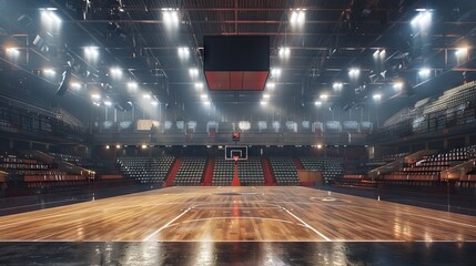 Basketball court. Sport arena. background. unfocus in long shot distance. AI generated illustration