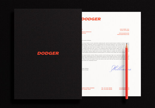 Black Folder Letterhead Letter Identity Branding Logo Logotype Corporate Stationary Minimal Mockup Template