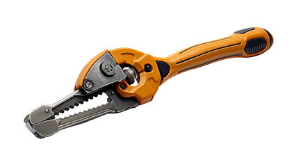A pair of pliers with vibrant orange handles on a clean white background