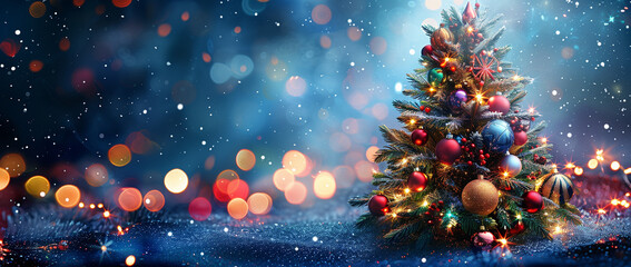 christmas tree with colorfull - obrazy, fototapety, plakaty