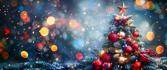 christmas tree with colorfull - obrazy, fototapety, plakaty