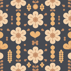 Vector seamless pattern with cute flowers.