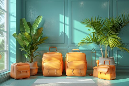 Creating modern realistic elements for summer vacations and travels. 3D render modern graphics