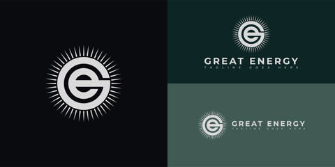 abstract initial circle letter GE or EG logo in silver color isolated on multiple background colors. The logo is suitable for retro agricultural sales and consulting logo design inspiration template - obrazy, fototapety, plakaty