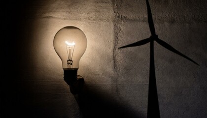 light bulb drop shadow of wind turbine 