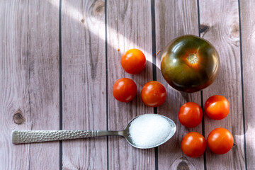 tomatoes on a wooden table