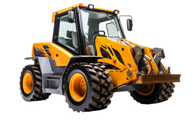 Yellow and black construction vehicle on a white background